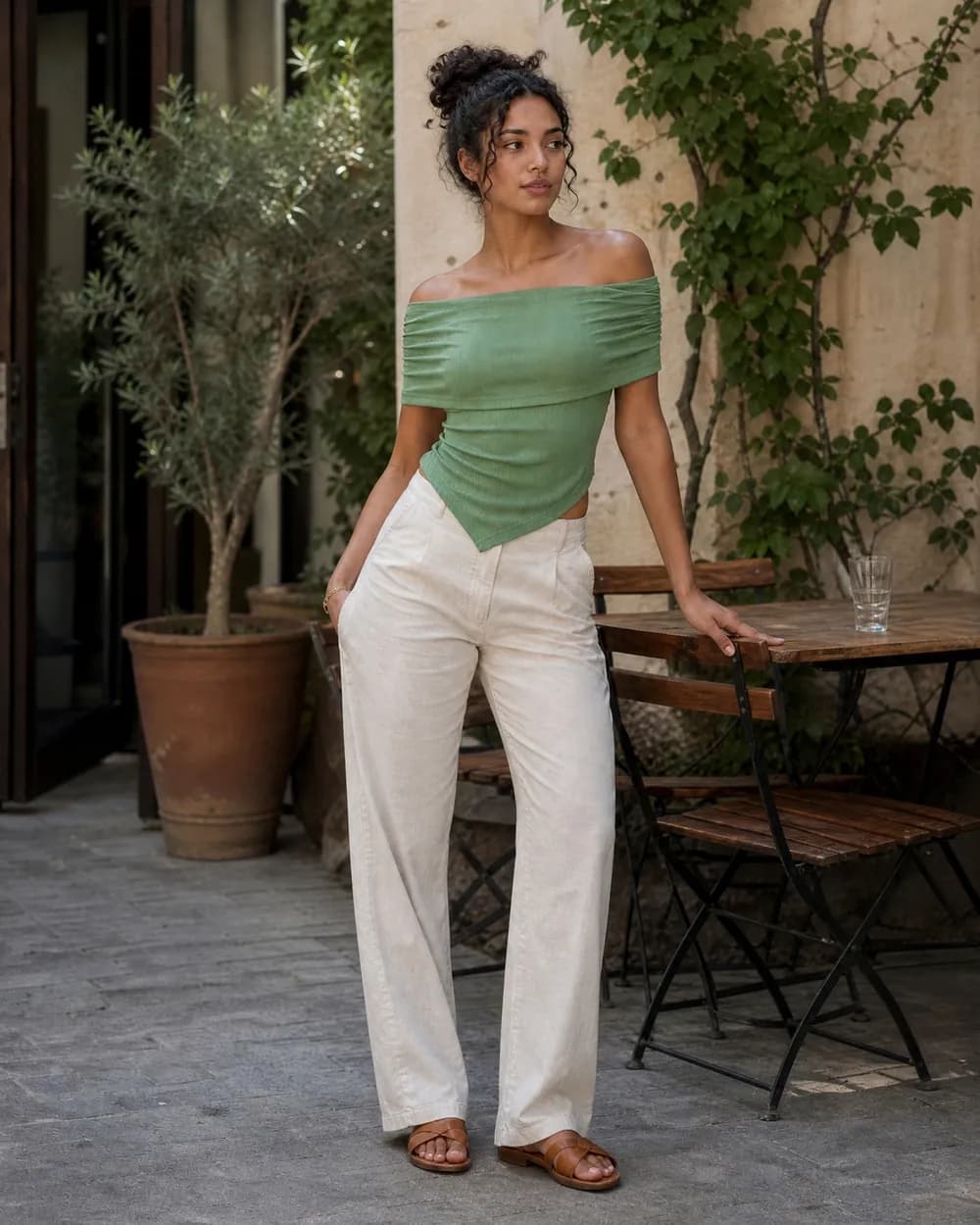 Off-shoulder draped top, ShopOS output 1 of 5