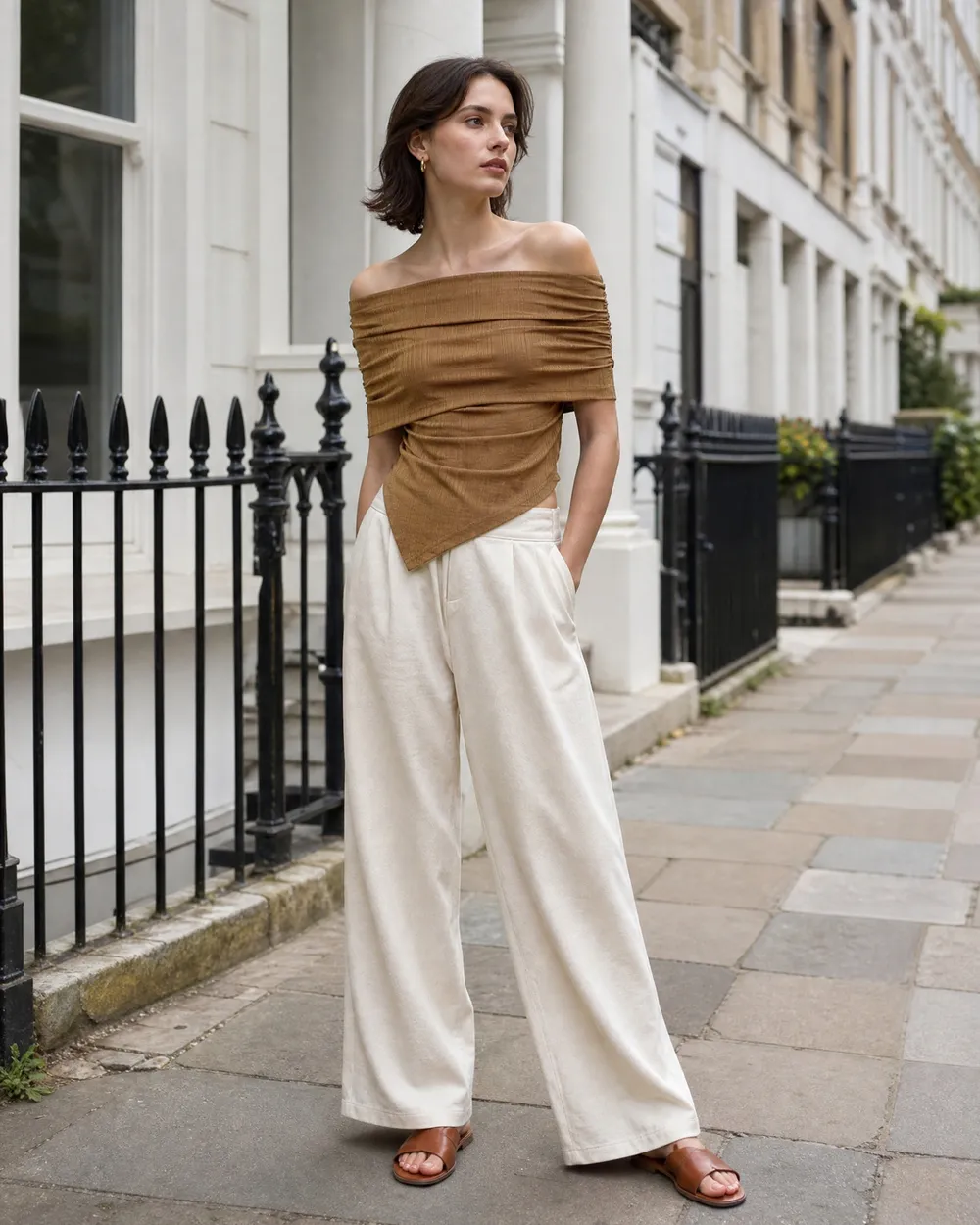 Off-shoulder draped top, ShopOS output 1 of 5