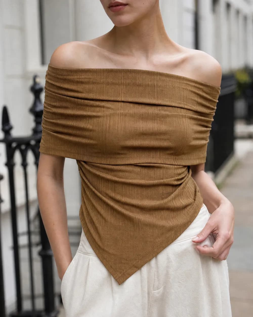 Off-shoulder draped top, ShopOS output 2 of 5