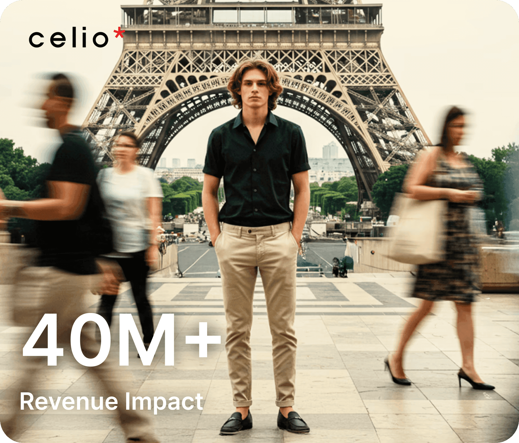Celio campaign visual with revenue impact overlay