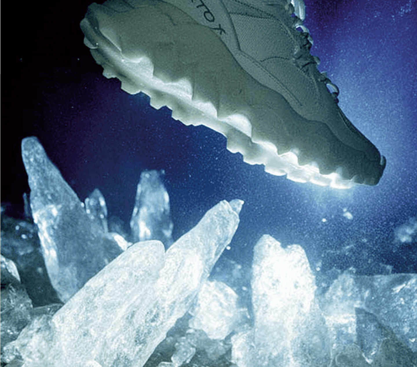 Fantasy visual of a UFO above ice crystals