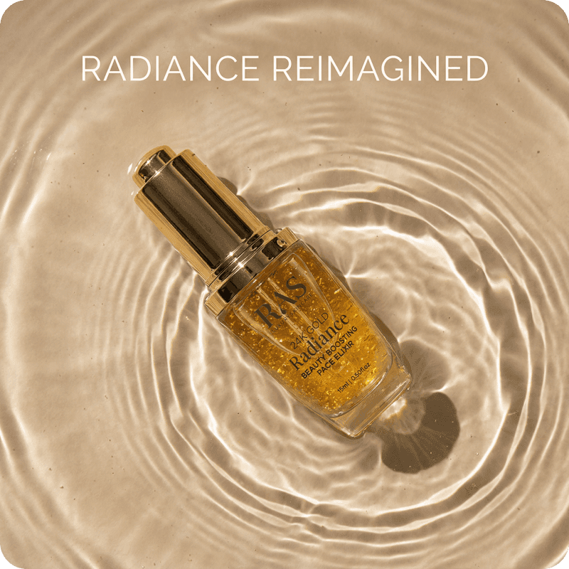 Skincare serum bottle in water ripples