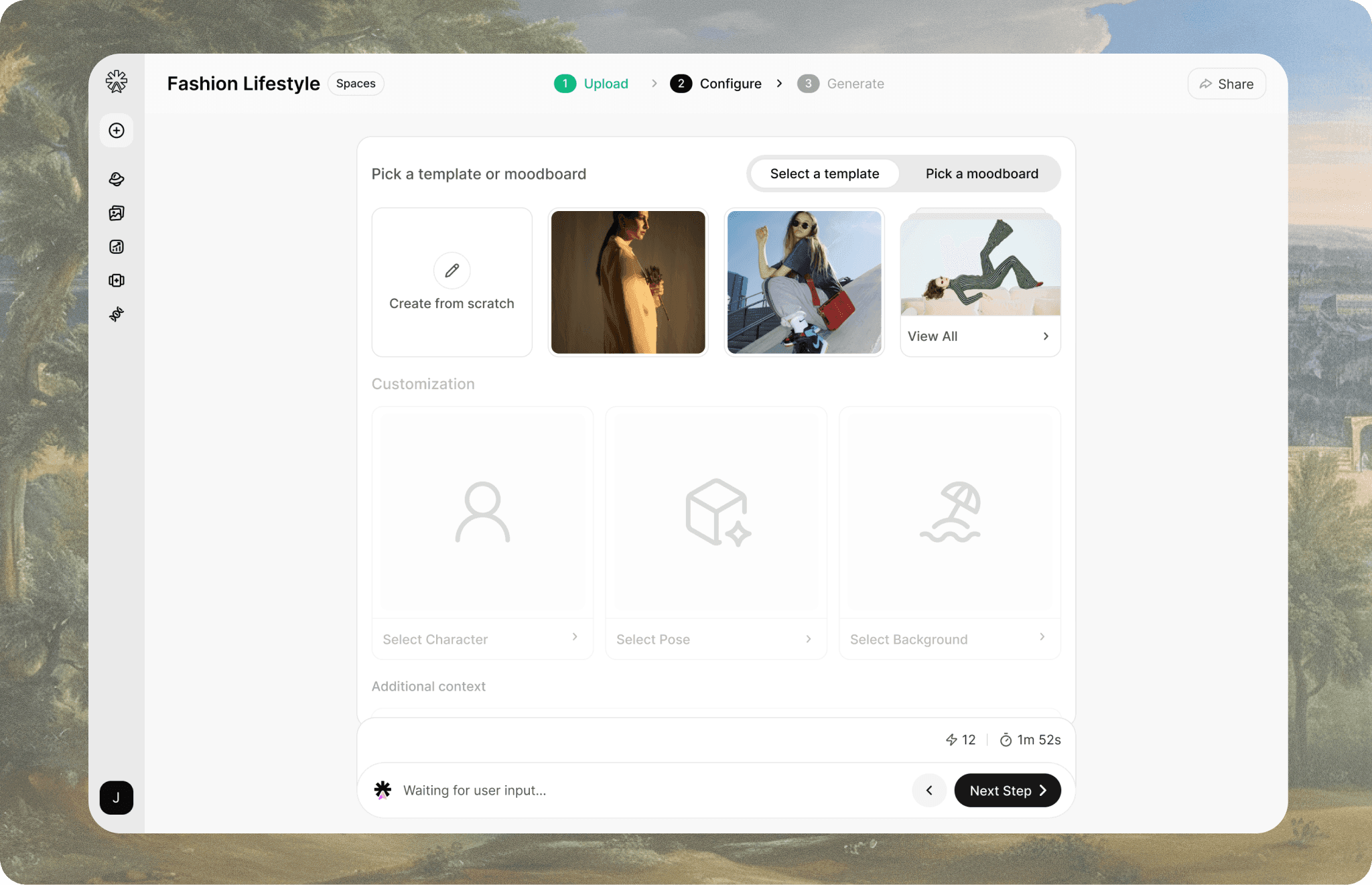 Customizing template, model, and scene settings
