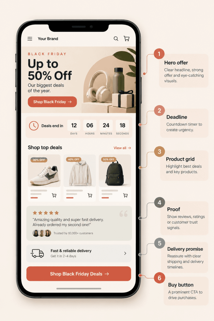 Black Friday Mobile Landing Page Infographic