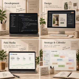 Four types of Shopify agency shown side by side