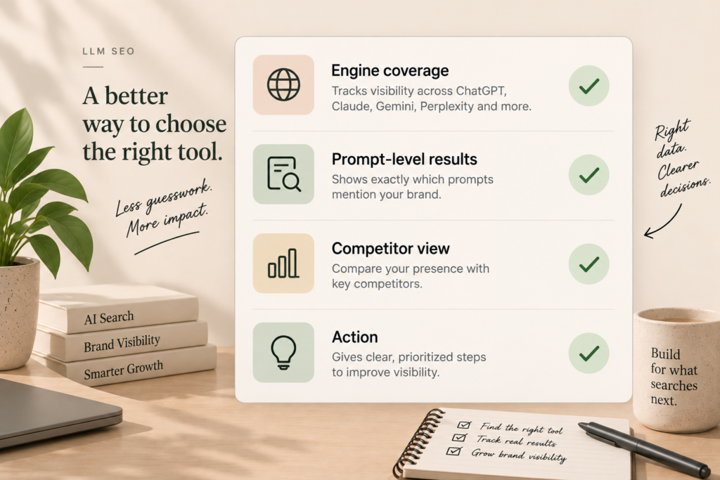 Checklist for choosing an LLM SEO tools