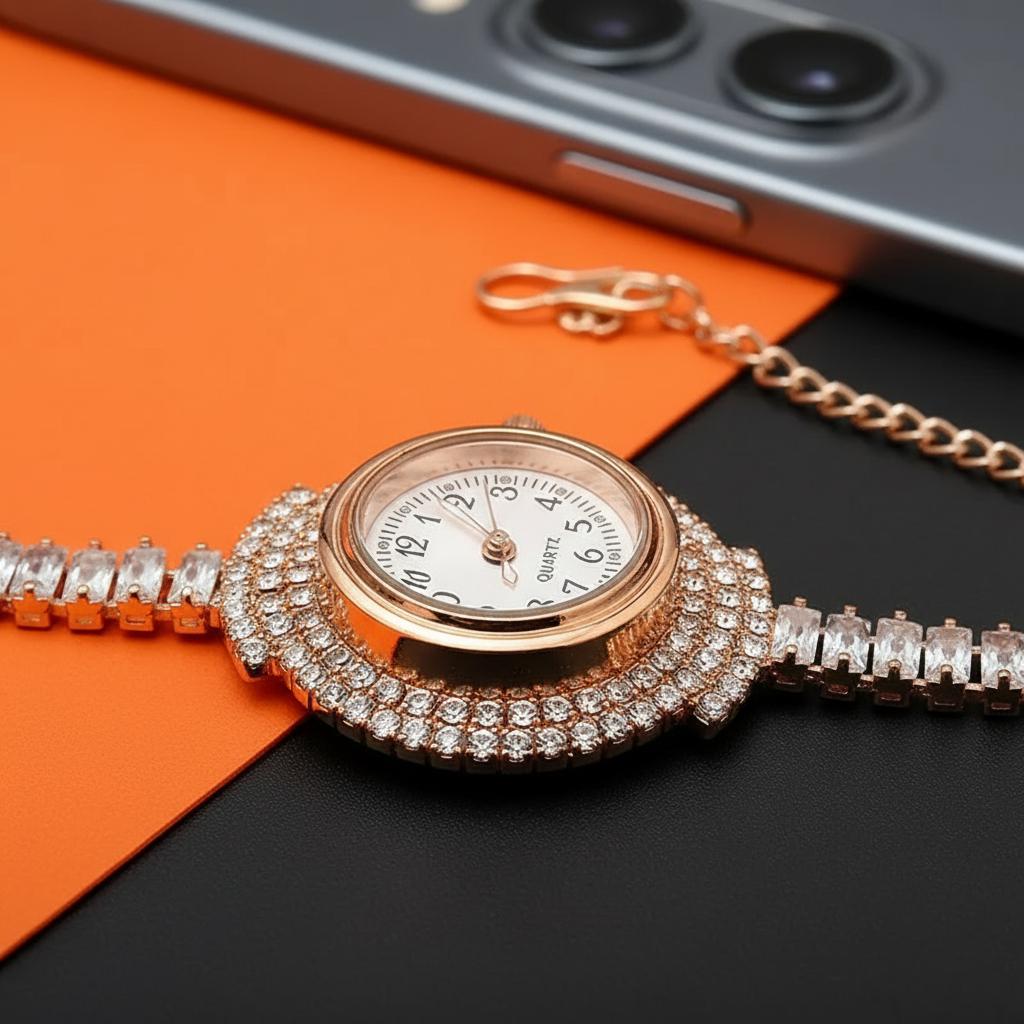 Jewelry watch face macro details